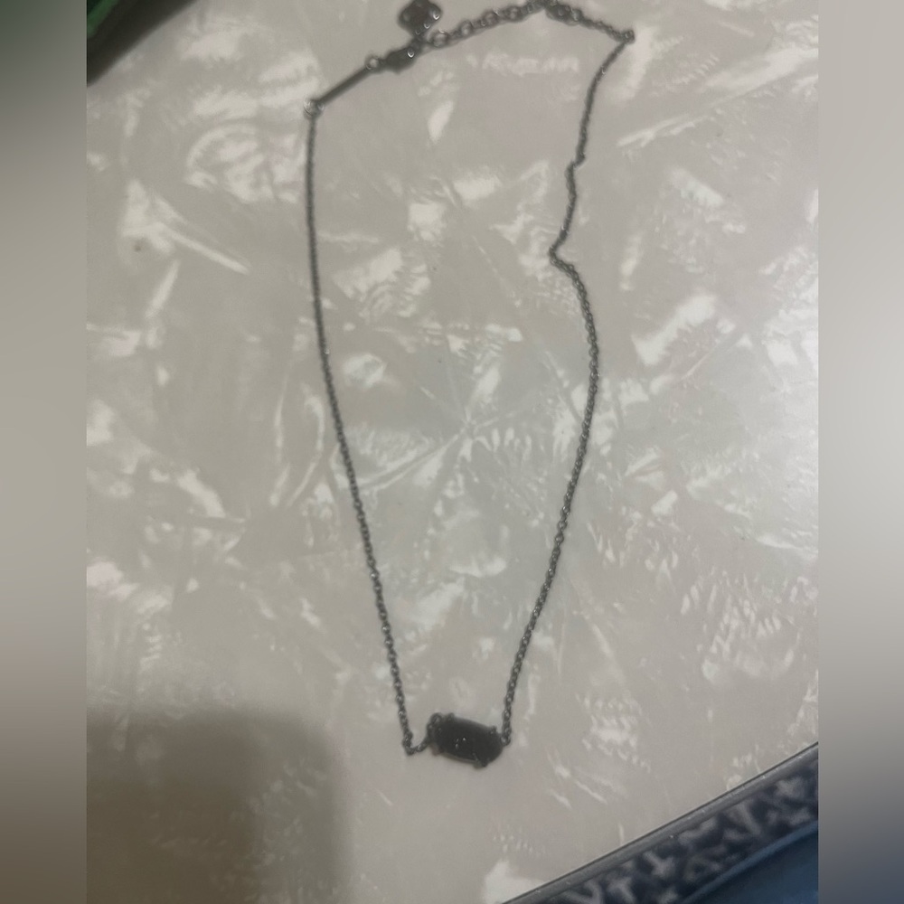 Kendra Scott black druzy Elisa necklace.